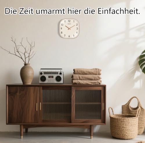 Small Wall Clock, 8 Inch Silent Non Ticking Battery Operated Clock, Square - Image 2