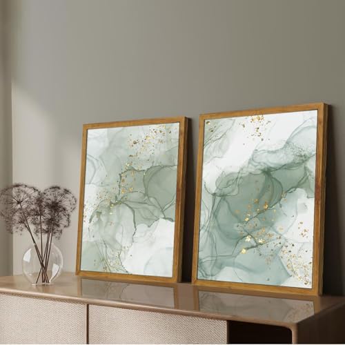 Framed Sage Green Wall Art Set of 3, Abstract Green Wall Decor Living Room - Image 6