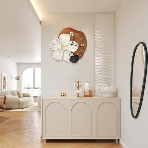 Ergocar Wall Clock, Art Deco Without Ticking Sounds Modern Crystal Porcelain - Image 2