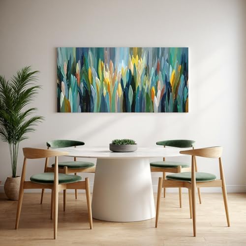 Vibrant Teal Green Abstract Canvas Wall Art - Image 4