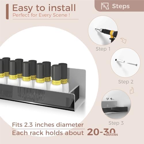 4 Pack 15 Inch Black Reflective Acrylic Floating Wall Shelves - Image 5