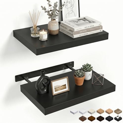 17.5in Black Floating Shelves for Wall, Home Decor by INHABITUNION