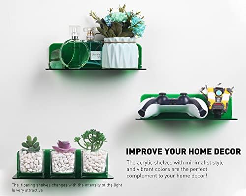 OAPRIRE Acrylic Floating Wall Shelves Emerald, No Drill, 9 Inch 2 Pack - Image 3