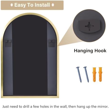 HARRITPURE 16"x24" Arched Bathroom Mirror - Image 6
