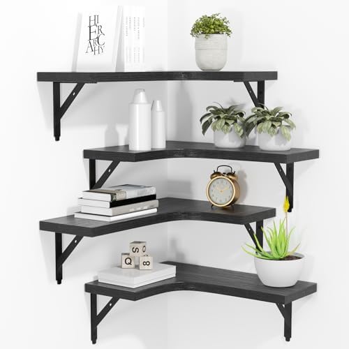 ROMGUAR CRAFT Corner Floating Shelves Wall Mounted Set of 4 by ROMGUAR+CRAFT