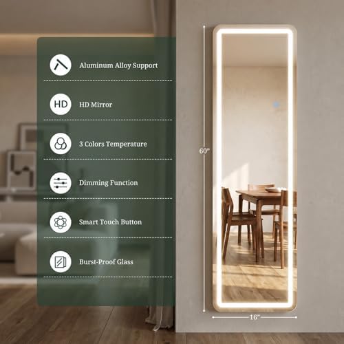 LED Mirror Full Length with Lights, 59.85"x15.75" Lighted Full Body Mirror - Image 2
