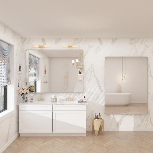 60x40 Inch Brushed Nickel Bathroom Mirror - Image 6