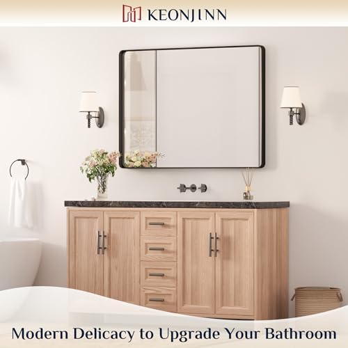 Keonjinn 40 x 30 Inch Black Bathroom Mirrors - Image 2