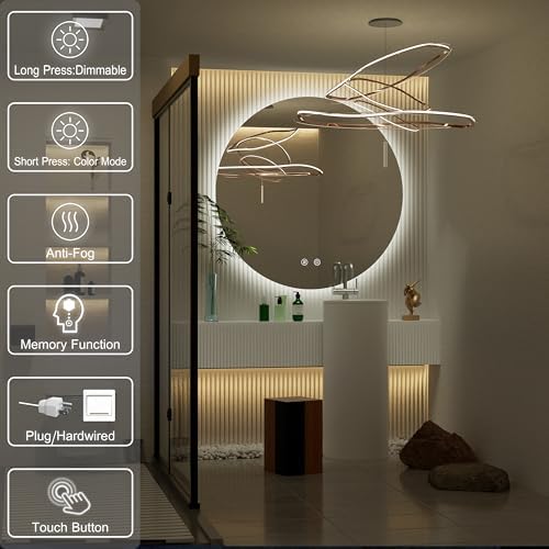 30 inch Round LED Mirror for Bathroom - Image 6