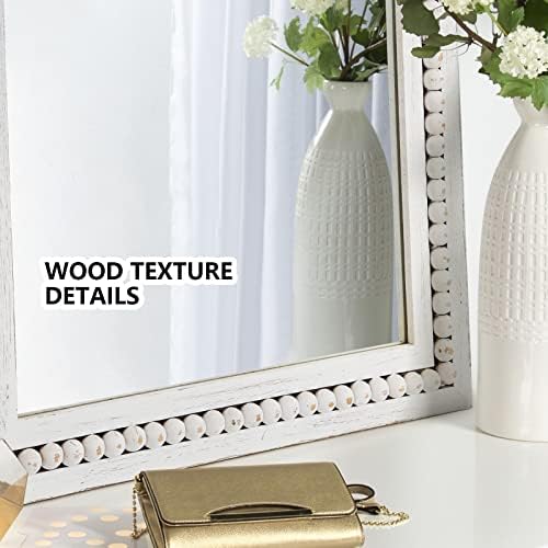 H HOMEWINS Rustic Wood Wall Mirror, Rectangle Bathroom Vanity Mirror - Image 2