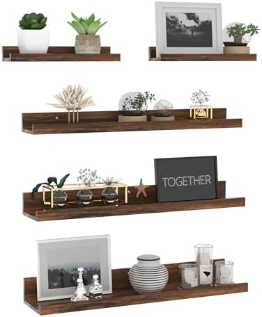 Giftgarden 24 Inch Wall Mounted Floating Shelves Set of 5, Rustic Wood Wall by Giftgarden