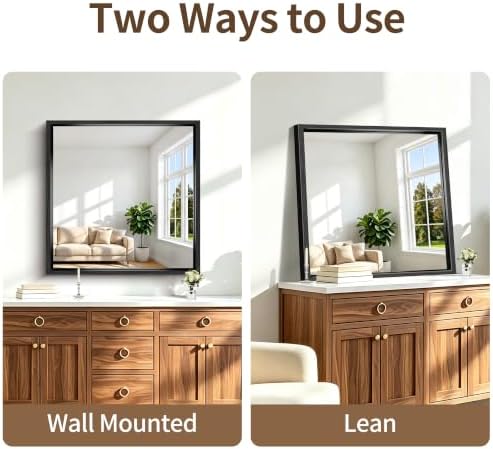 Bathroom Mirror, 36 x 36 inch Brushed Black Square Mirrors - Image 7