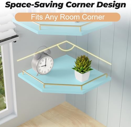 Tirzah Blue Wall Mount Corner Shelf - Image 5