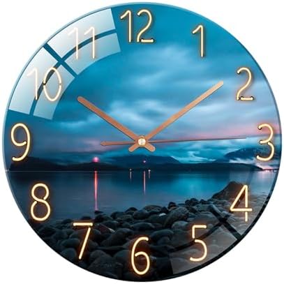 Ergocar Glass Wall Clock Silent Scanning Mechanical Round Glass Wall Clock by Ergocar