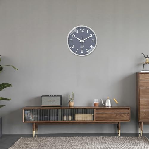 XNM 12 Inch Grey Minimalist Wall Clocks Battery Operated - Image 2