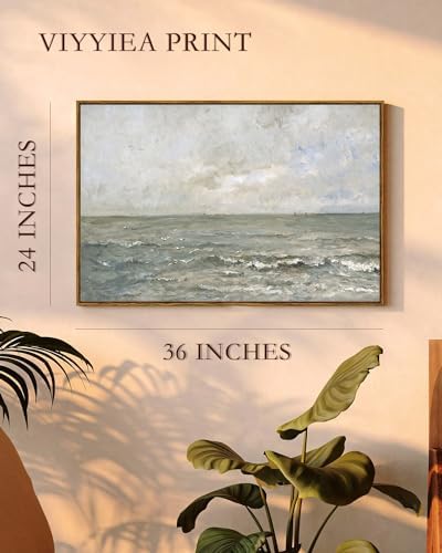 VIYYIEA Ocean Landscape Large Framed Wall Art, Seascape Vintage Paintings Art - Image 4