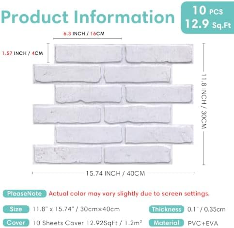 Commomy 3D Faux Brick Wall Panels Peel and Stick - Image 5