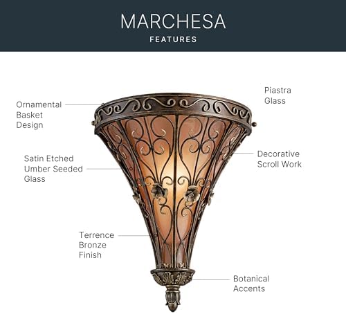 Kichler Marchesa 14.75" 1-Light Wall Sconce Light, Terrene Bronze - Image 5