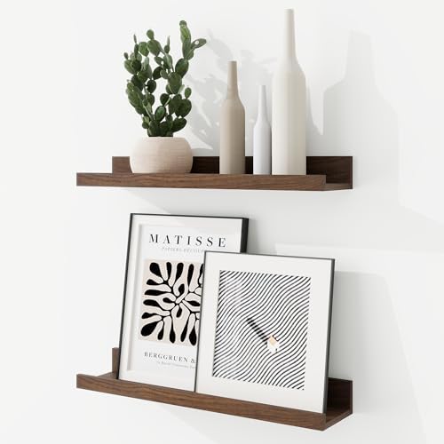 RICHFOCUS Picture Ledge Shelf, 16 inch Floating Shelves Set of 2, Wood Wall by RICHFOCUS