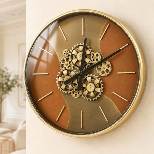21.65 Inch Moving Gear Wall Clock, Battery Operated Steampunk Industrial Large by TOPPTIK