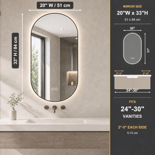 LAIYA 33x20 Inch Oval LED Bathroom Mirror - Image 2