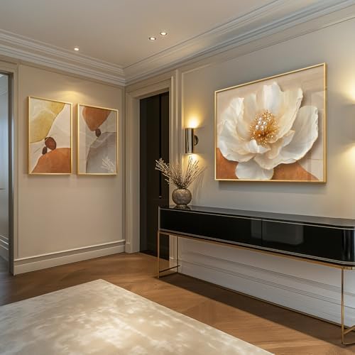 Extra Large Modern Elegant Gold Floral Wall Art - Image 4