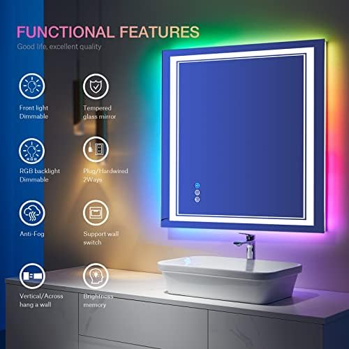 36x36 Inch RGB LED Bathroom Mirror - Image 2