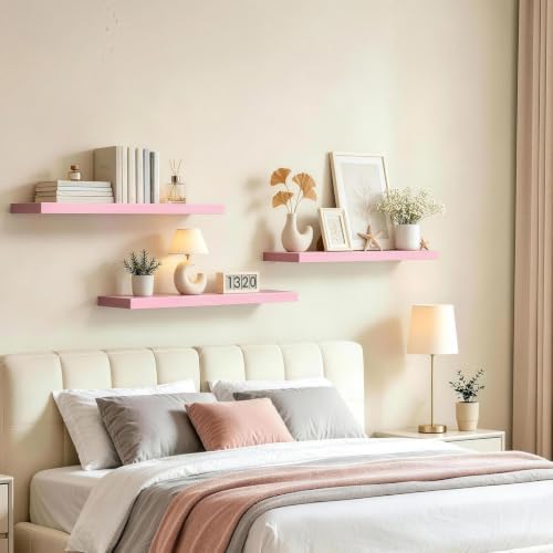 BAYKA Pink Floating Shelves 22.5in, Wall Mounted - Image 4