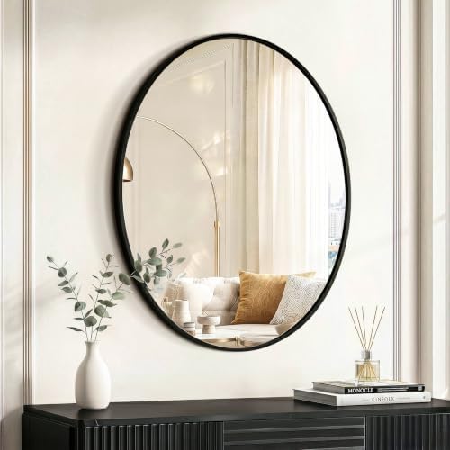 Black Oval Bathroom Mirror for Wall by LawadaMirror