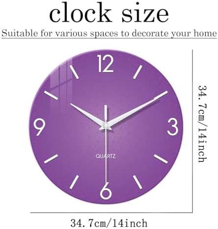 XFM Round Purple Wall Clock 14 Inch Simple - Image 6