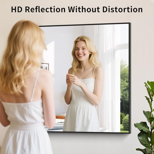 Koonmi Black Bathroom Mirror for Over Sink, Metal Framed 30"x30" Wall Mirror - Image 5