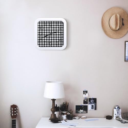Modern Black White Buffalo Checks Square DIY Frame Wall Clock - Image 6