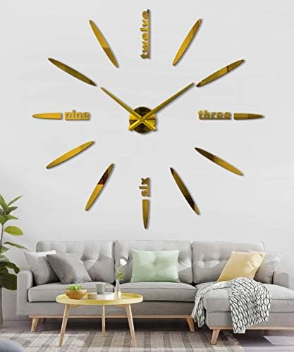 DIY Wall Clock, 3D Mirror Stickers Large Frameless Wall Clock Modern Design by SIEMOO
