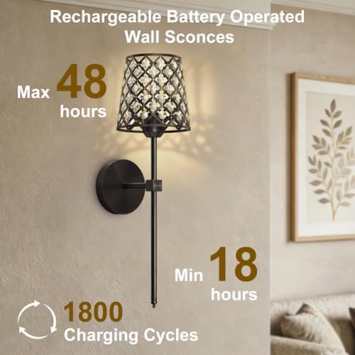 Crystal Battery Operated Wall Sconces Set of 2, Dimmable 12 RGB and 3CCT Wall - Image 6