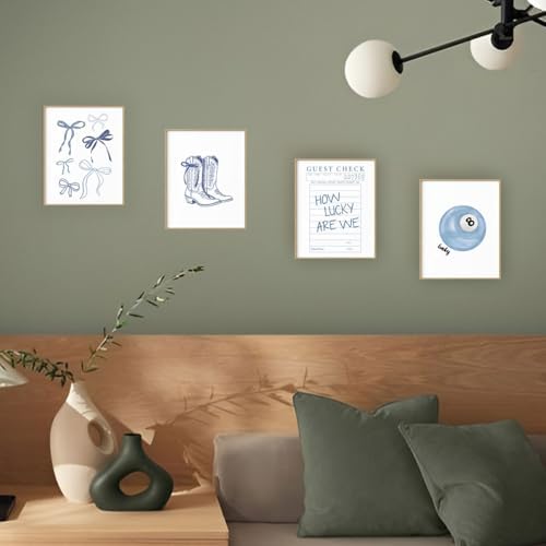 XYDEG Blue Bow Bedroom Decor, Coastal Granddaughter Wall Art Prints, Cowgirl - Image 5
