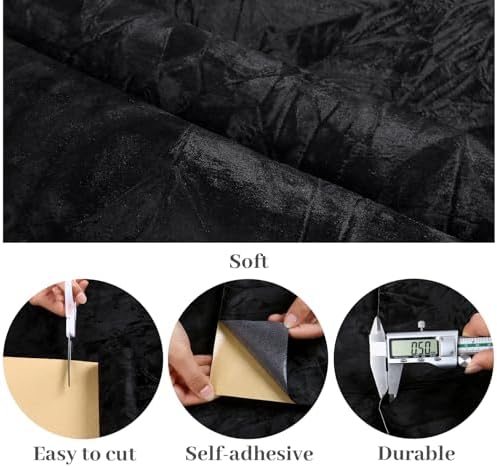 VaryPaper 15.7" x 78.7" Black Velvet Flocking Contact Paper Self Adhesive Felt - Image 6