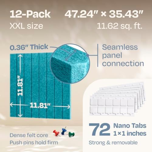 X-Large Cork Board Alternative 12-Pack Felt Bulletin Board Thick and Decorative - Image 3