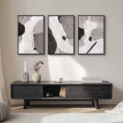 Large Framed Black White Grey Abstract Wall Art - Image 5