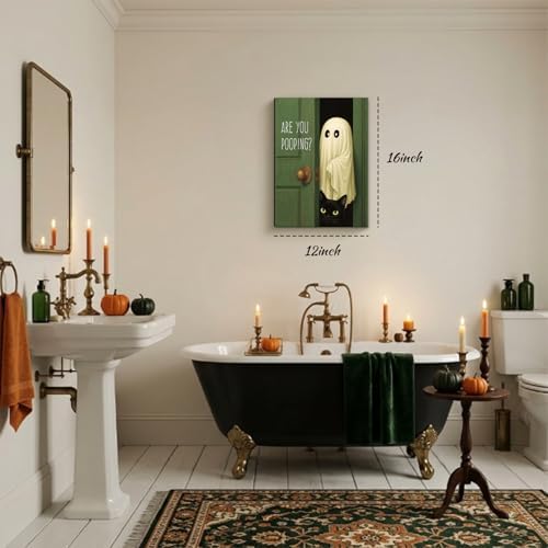 YHCTHT Funny Ghost Cat Halloween Bathroom Wall Art, Are You Pooping - Image 7