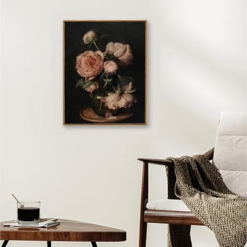 KBKBART Framed Canvas Wall Art, Peony Floral Prints Decor, 16x24 Inch - Image 2