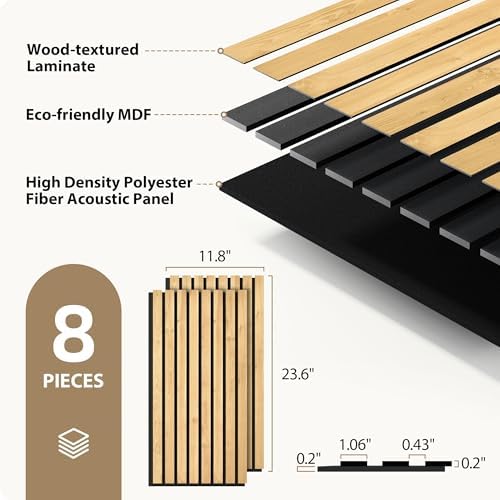 INMOZATA Peel and Stick Acoustic Wood Slat Wall Panels Nature Oak - Image 4
