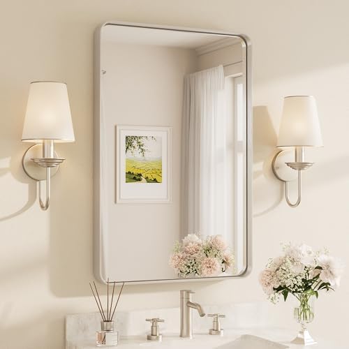 TETOTE Brushed Nickel Bathroom Mirror 24 x 36 Inch by TETOTE