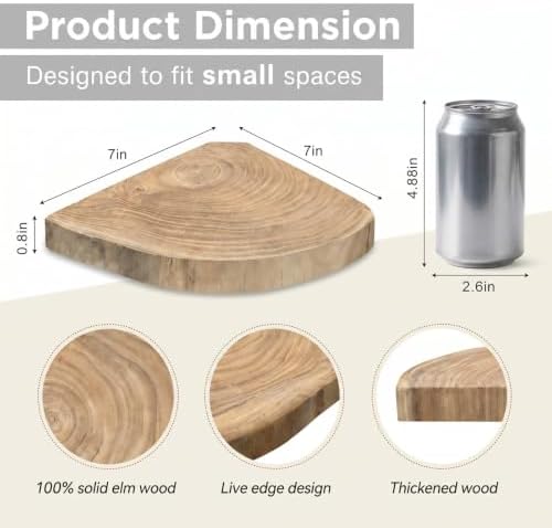3 Pcs Corner Floating Shelves for Wall Solid Wood 7 Inch - Image 2