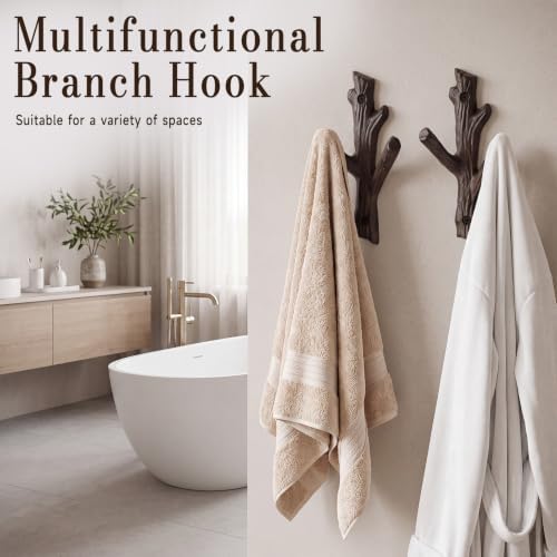Frienda 4 Pcs Rustic Tree Branch Decorative Hooks, 7.5" X 3.7 " - Image 5