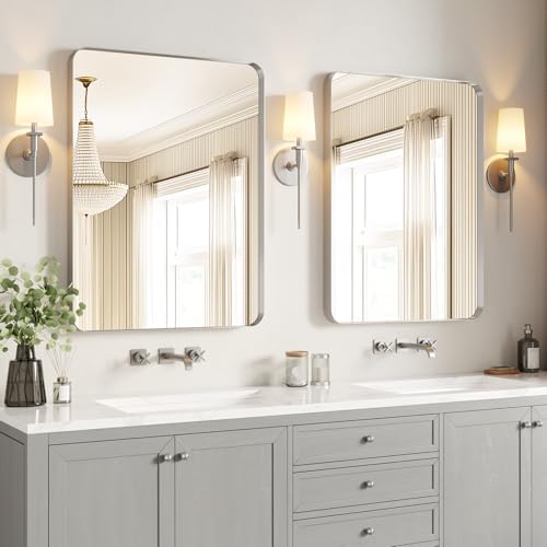 USHOWER Brushed Nickel Bathroom Mirrors 24"x36" 2 Pack by USHOWER