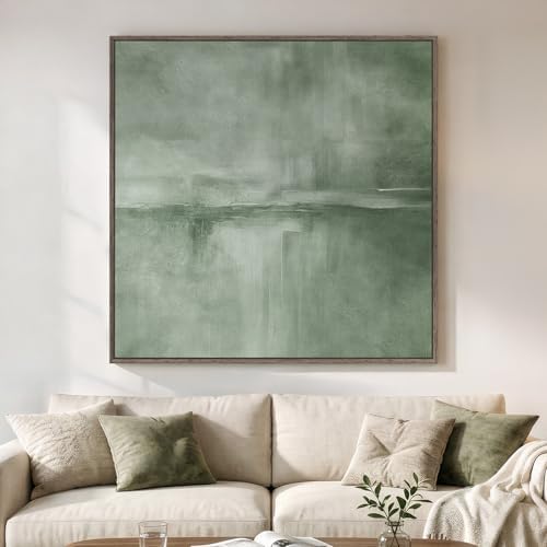 Extra Large Framed Green Abstract Wall Art Decor by Cuspin
