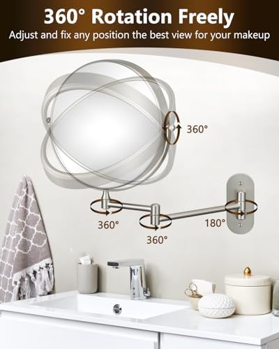 DECLUTTR 9 Inch Wall Mounted Makeup Mirror, 15X Magnification Double Sided - Image 3