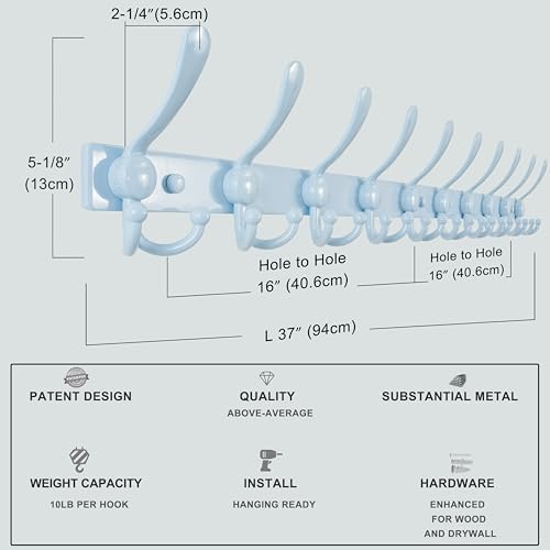 Dseap Coat Rack Wall Mount 37 Inch, Heavy Duty 12-Gauge Base vs Flimsy 1mm - Image 7