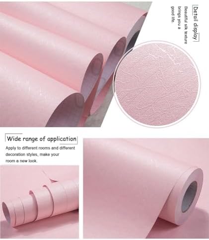 Cohoo Home Pink Wallpaper Peel and Stick Contact Paper Pink Silk 15.7”×197” - Image 5
