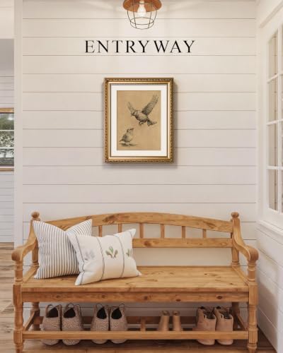 VIYYIEA Vintage Gold Framed Bird Sketch Wall Art - Image 4